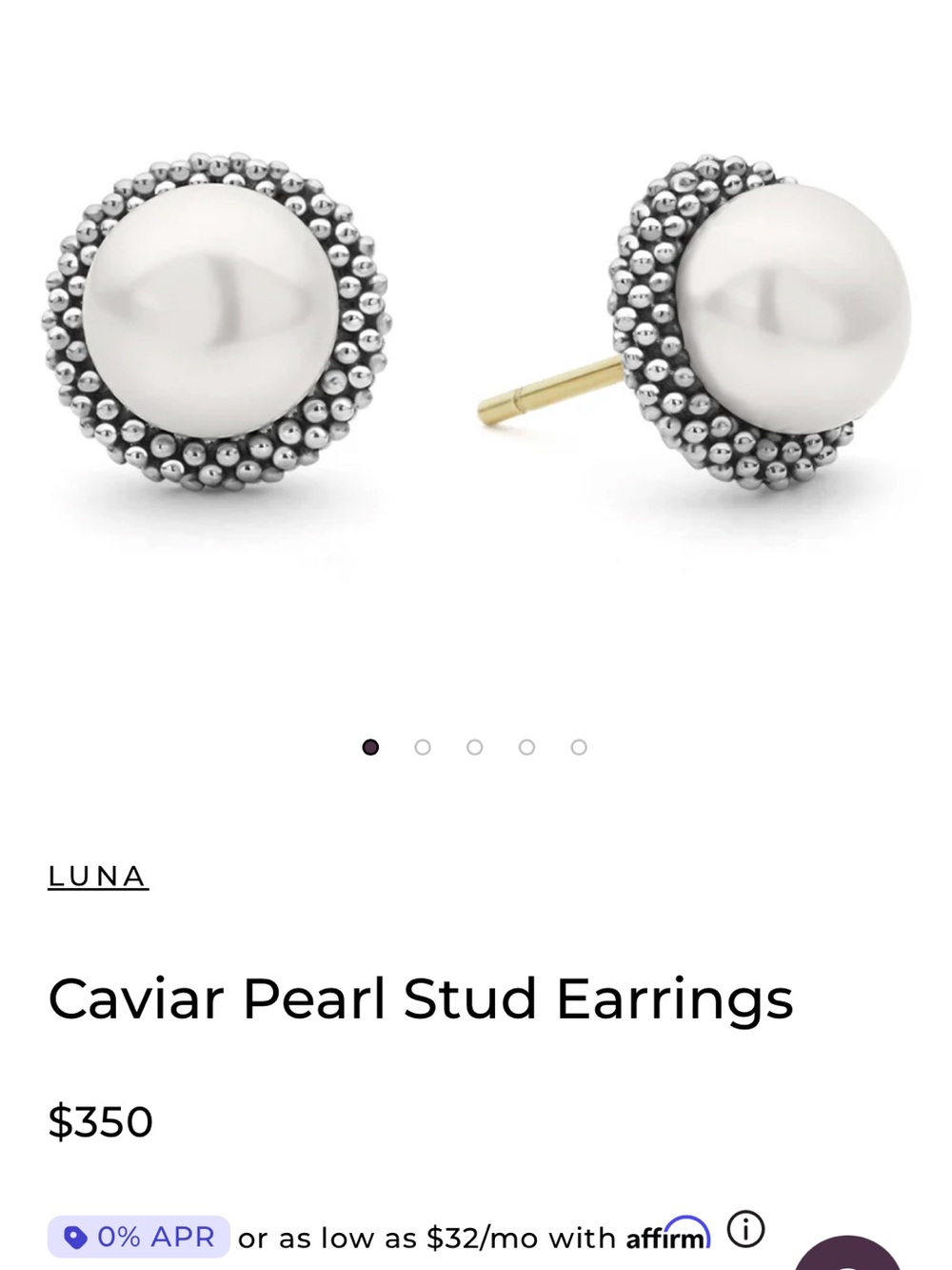 LAGOS White Pearl Studs with Pavé Halo